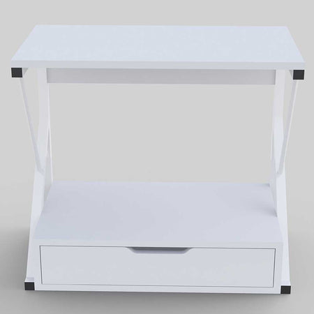 Scaffale Supporto Ufficio Porta Stampante con Cassetto Metallo e Legno Bianco 54cm