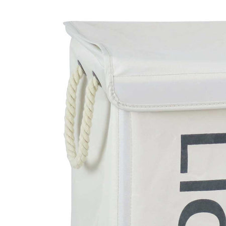Porta Biancheria 3 Scomparti in tessuto Oxford 4 ruote Pieghevole 65x35x57cm Beige
