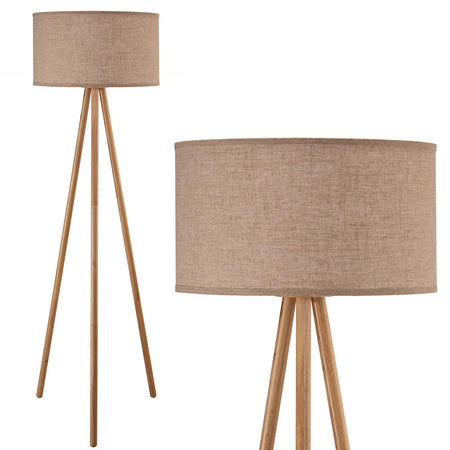 Piantana in Legno da Terra Paralume Design Moderno H150cm E27 Beige Naturale