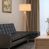 Piantana in Legno da Terra Paralume Design Moderno H150cm E27 Beige Naturale