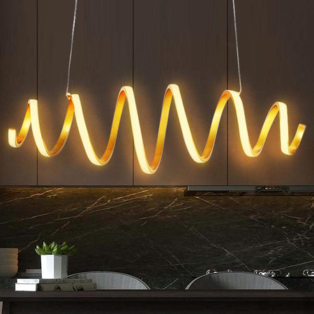 Sospensione Oro a Led 40W Ricciolo Bianco Caldo Regolabile in Altezza e Larghezza