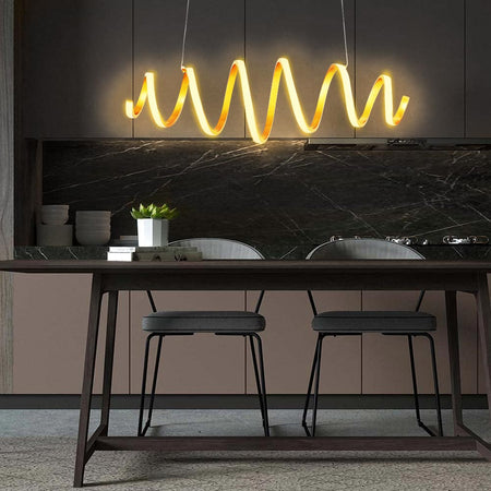 Sospensione Oro a Led 40W Ricciolo Bianco Caldo Regolabile in Altezza e Larghezza