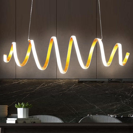 Sospensione Oro a Led 40W Ricciolo Bianco Freddo Regolabile in Altezza e Larghezza