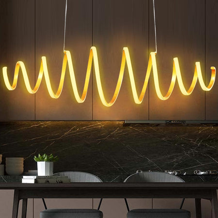 Sospensione Oro a Led 58W Ricciolo Bianco Caldo Regolabile in Altezza e Larghezza