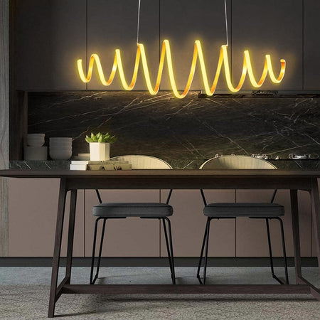 Sospensione Oro a Led 58W Ricciolo Bianco Caldo Regolabile in Altezza e Larghezza