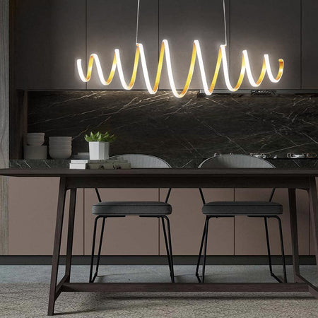 Sospensione Oro a Led 58W Ricciolo Bianco Freddo Regolabile in Altezza e Larghezza