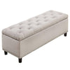 Cassapanca Pouf Contenitore Panca Moderna 121x42 H 43cm con Bottoni Beige