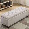 Cassapanca Pouf Contenitore Panca Moderna 121x42 H 43cm con Bottoni Beige