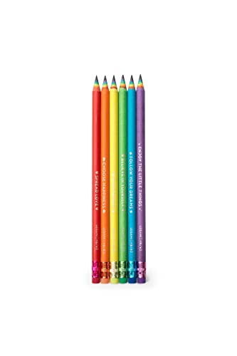 Legami, Set di 6 Matite HB in Carta riciclata, Matite Arcobaleno con Frasi ispirazionali