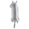 Palloncino In Mylar H.36Cm Numero ''1'' Argento Big Party