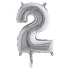 Palloncino In Mylar H.36Cm Numero ''2'' Argento Big Party