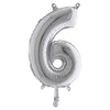 Palloncino In Mylar H.36Cm Numero ''6'' Argento Big Party