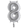 Palloncino In Mylar H.36Cm Numero ''8'' Argento Big Party