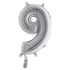 Palloncino In Mylar H.36Cm Numero ''9'' Argento Big Party