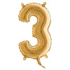 Palloncino In Mylar H.36Cm Numero ''3'' Oro Big Party