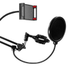 Supporto Regolabile da tavolo per Microfono e Smartphone con Filtro Antipop- Ragno- Clips