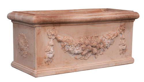 Biscottini Cassetta fioriera in Terracotta festonato 100% Made in Italy interamente Lavorata a Mano