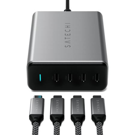 Satechi ST-UC165GM-EU Caricabatterie per dispositivi mobili Universale Nero, Grigio AC Ricarica rapida Interno (Satechi 165W USB-C 4-Port PD GaN Charger)