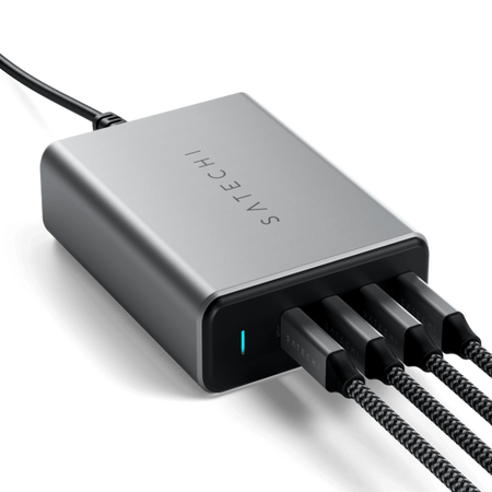 Satechi ST-UC165GM-EU Caricabatterie per dispositivi mobili Universale Nero, Grigio AC Ricarica rapida Interno (Satechi 165W USB-C 4-Port PD GaN Charger)