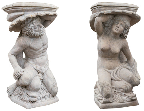 Biscottini Statue Sculture Marmo Dei del Mare Biscottini Artigianali Robustissimi 80x78x130