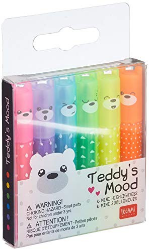 Legami, Set di 6 Mini Evidenziatori, Teddy's Mood