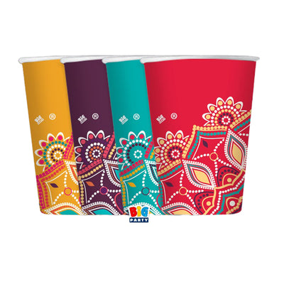 8 Bicchieri In Carta Cc.200 Mandala Big Party