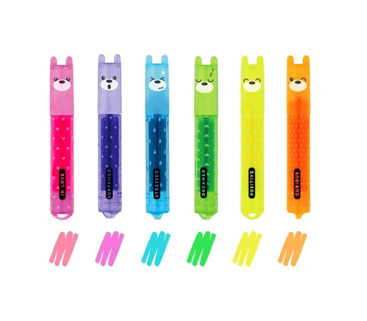 Legami, Set di 6 Mini Evidenziatori, Teddy's Mood