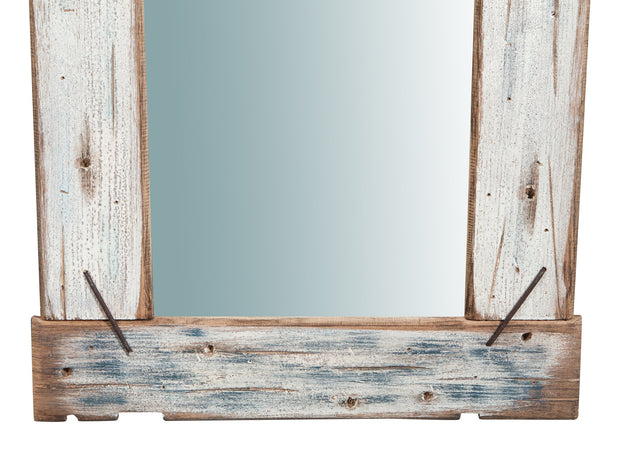 Biscottini Specchio da parete in legno massello L60xPR3,5xH90 cm. effetto antico dipinto