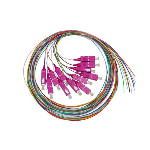 Set 12 cavi pigtail fibra ottica colorati connettori sc om4 simplex 12pz - 2 mt