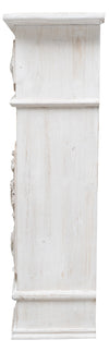 Biscottini Cornice camino Biscottini legno bianca anticata 121x28x96 decori rilievo design
