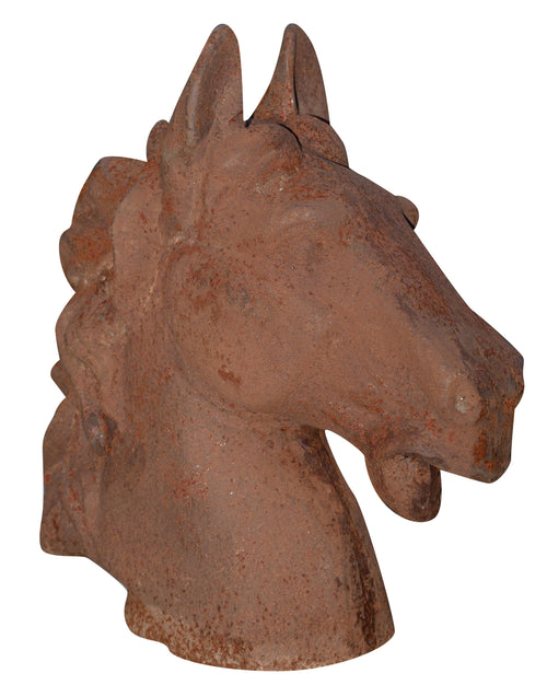 Biscottini Testa di cavallo in fusione di ghisa finitura ruggine naturale ornamentale