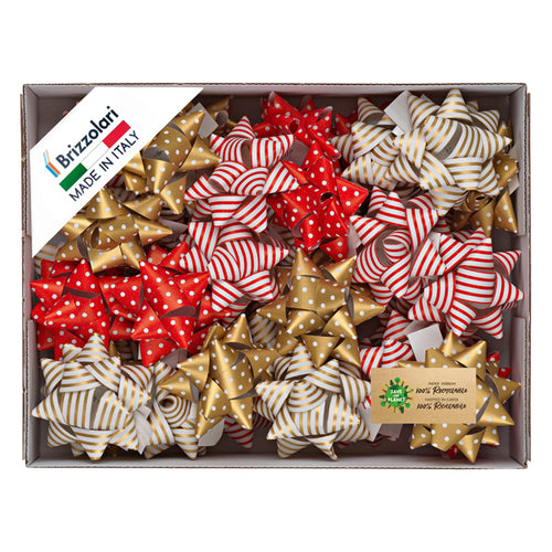 50 Stelle Nastro Ecocarta 15Mmxd6,5Cm Fantasie Assortite Natale Brizzolari