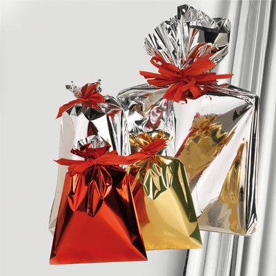 25 Buste Regalo Ppl Metal Lucido 50X75Cm Argento Senza Patella Adesiva