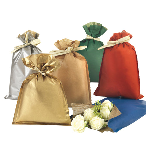 50 Buste Regalo In Carta 45Gr. 25X40Cm 5 Colori Assortiti Natale