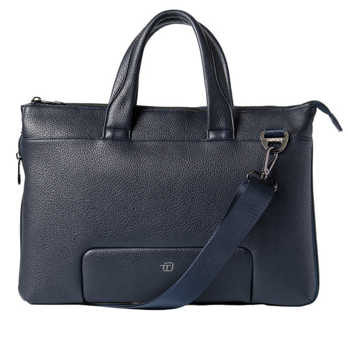 Borsa C/Manici Espandibile Gate Trended Ecopelle Dim.41X30X7Cm Blu Intempo