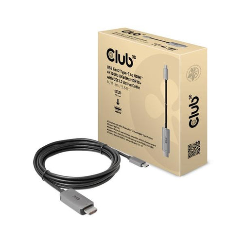CLUB3D CAC-1587 adattatore per inversione del genere dei cavi USB Gen2 Type-C HDMI tipo A [Standard] Nero (Club3D Kabel USB 3.2 Typ C > HDMI 2.)