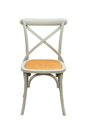 Biscottini Sedia Thonet in massello di frassino e seduta rattan finitura Grigio anticato L48xPR52xH88 cm