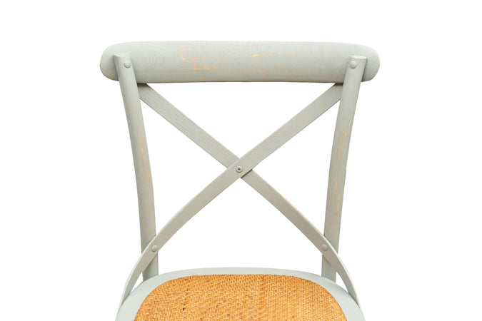 Biscottini Sedia Thonet in massello di frassino e seduta rattan finitura Grigio anticato L48xPR52xH88 cm