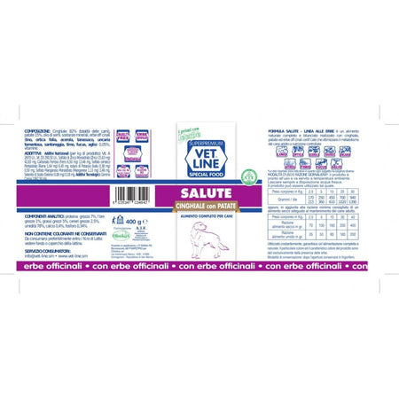 Vet Line mangime umido Cani linea Salute Cinghiale e Patate 400 gr