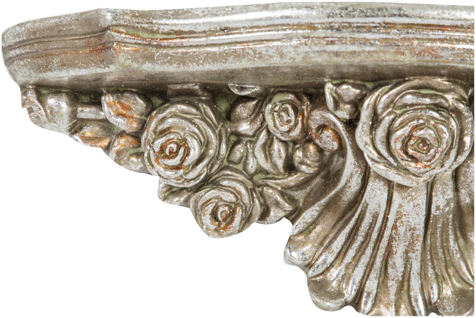 Biscottini Mensola in resina finitura argento anticato L43xPR14xH14 cm angelo stile barocco