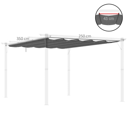Tettuccio di Ricambio per Gazebo Pergola in Poliestere Traspirante 350x250cm Grigio