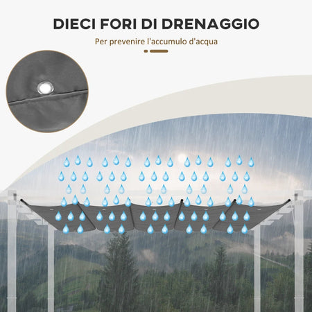 Tettuccio di Ricambio per Gazebo Pergola in Poliestere Traspirante 350x250cm Grigio