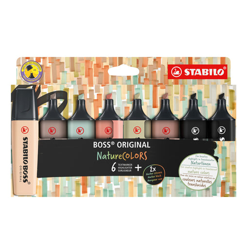Astuccio 8 Evidenziatori Stabilo Boss Naturecolors