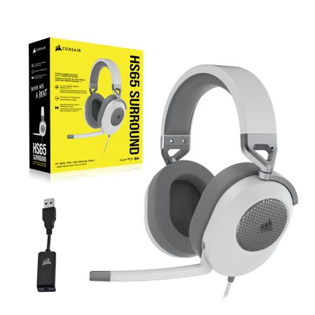Corsair HS65 SURROUND Auricolare Cablato Portatile Gaming Bianco (Corsair HS65 Surround Headset, White)