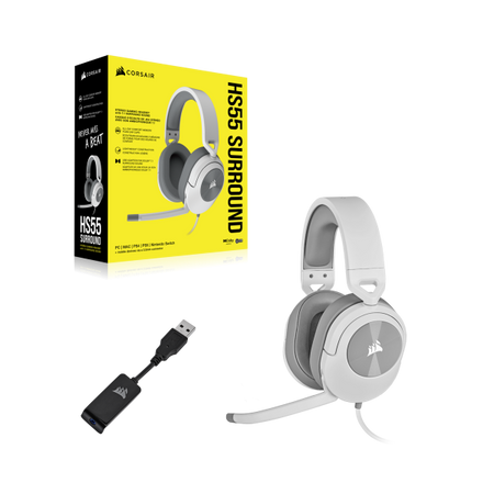 Corsair HS55 SURROUND Auricolare Cablato Portatile Gaming Bianco (CORSAIR HS55 7.1 GAMING HEADSET WHITE)
