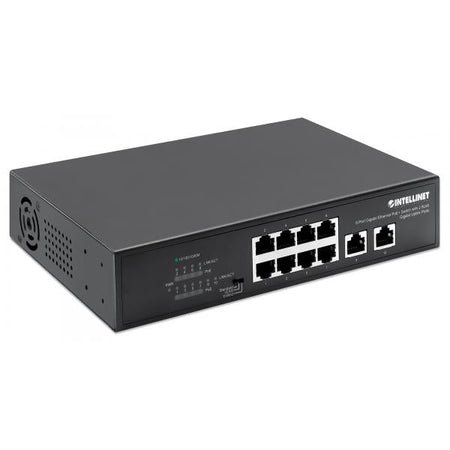 Switch Ethernet Gigabit 8 Porte PoE+ con 2 porte RJ45 Gigabit Uplink