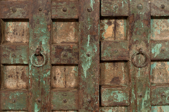 Biscottini Porta portone in legno massello e ferro da interno o da esterno vecchia e antica medievale scorrevole