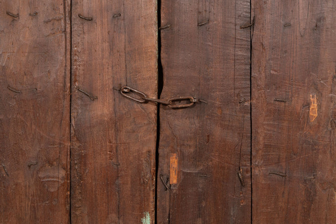 Biscottini Porta portone in legno massello e ferro da interno o da esterno vecchia e antica medievale scorrevole