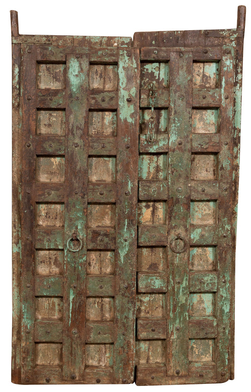 Biscottini Porta portone in legno massello e ferro da interno o da esterno vecchia e antica medievale scorrevole