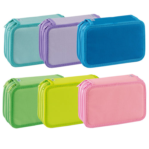 Astuccio 3 Zip Neon Pastel 13X20X7,5Cm Colori Assortiti Favorit